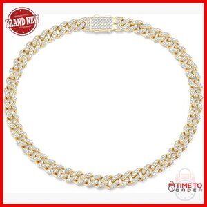 14k Gold Plated Sterling Silver Cuban Link Bracelet 7.5 Inch Unisex